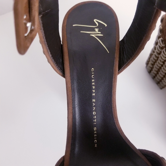 GIUSEPPE ZANOTTI STUDDED ANKLE-WRAP CHUNKY HEEL SANDAL, MILITARE - Picture 13 of 14